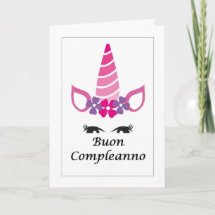 De Agradecimento Buon Compleanno Unicorn - Cartão Italiano