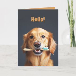 De Agradecimento Cachorro Bonito Engraçado Segurando Cartão Dobrado
