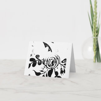 De Agradecimento Cartão 4x6 Floral Desbotado Preto e Branco
