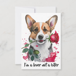 De Agradecimento Cartão com Corgi em Aquarela e Rosa