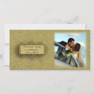 De Agradecimento Cartão com fotos Dourado do Damask