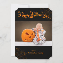 De Agradecimento Cartão com fotos Feliz Feliz Halloween Bokeh Cobwe