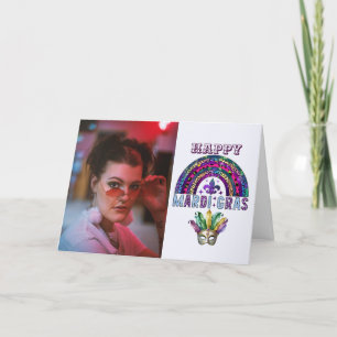 De Agradecimento Cartão com fotos Personalizado Mardi Gras
