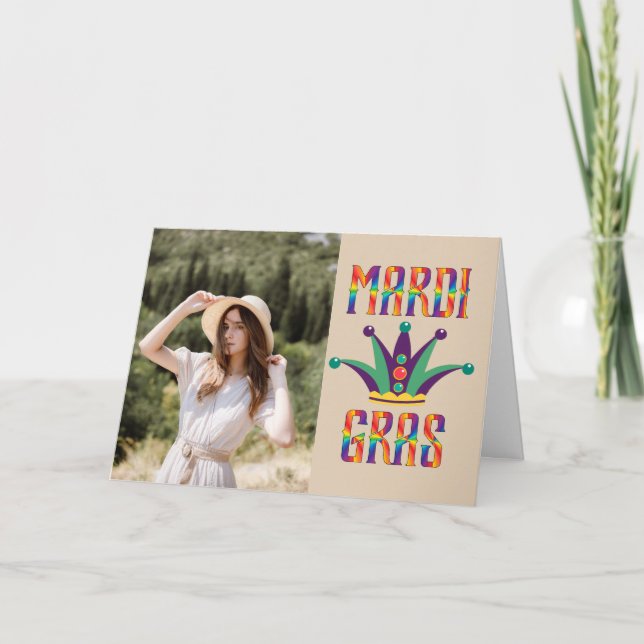De Agradecimento Cartão com fotos Personalizado Mardi Gras (Frente)