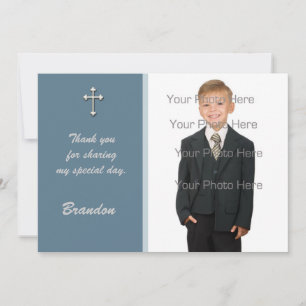 De Agradecimento Cartão com fotos Religioso da Cruz Branca Azul