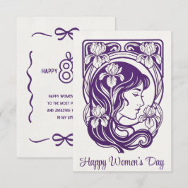 De Agradecimento Cartão Feliz Dia das Mulheres | Roxo Personalizado