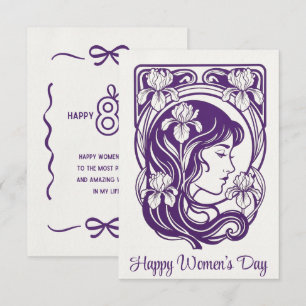 De Agradecimento Cartão Feliz Dia das Mulheres Roxo Personalizado