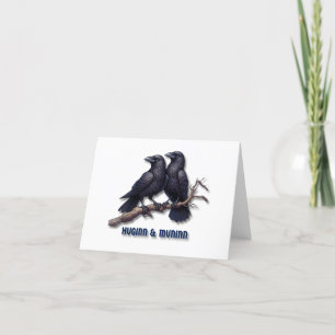 De Agradecimento Cartão Huginn e Muninn, Velhos Norse Obrigado Cart