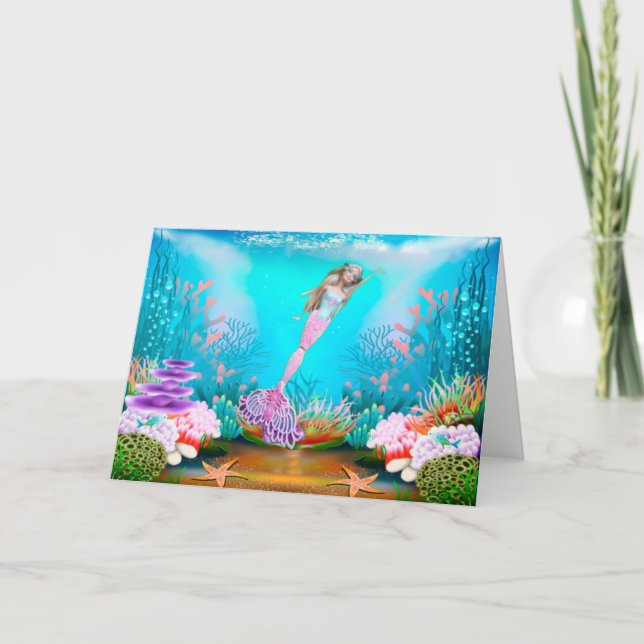 De Agradecimento Cartão Mermaid (Frente)
