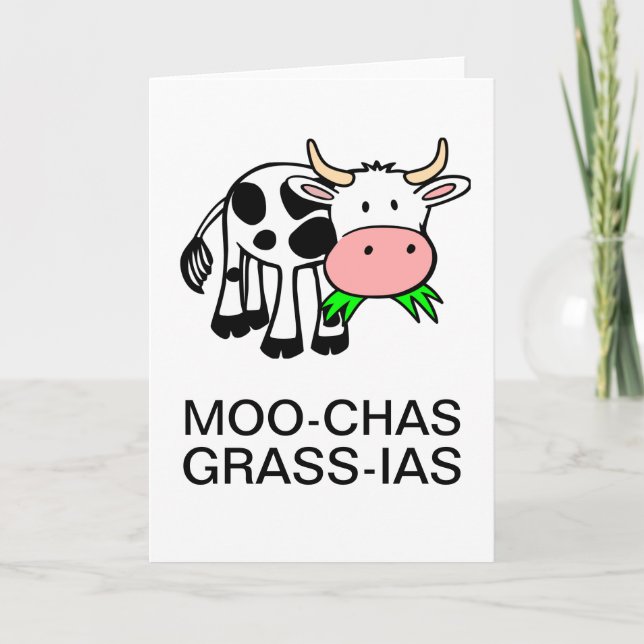 De Agradecimento Cartão Moo-chas Grass-ias (Muchas Gracias) (Frente)