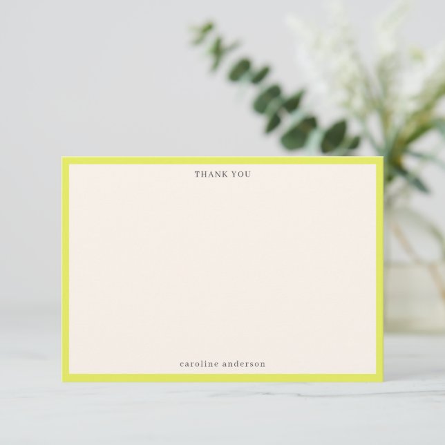 De Agradecimento Cartão Personalizado com Borda Chartreuse Minimali (Em pé/Frente)