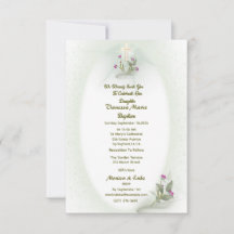 Cartão plano verde floral Baptism verde