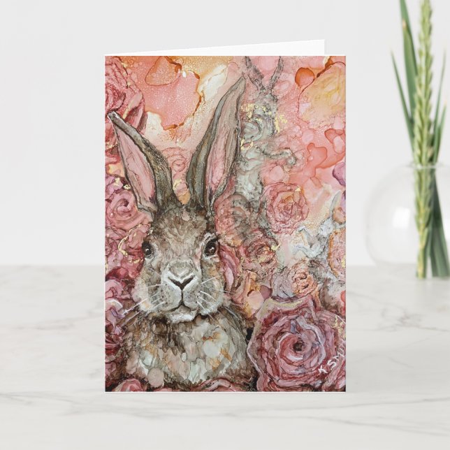 De Agradecimento Cartão "Primavera Bunny" (Frente)