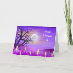 De Agradecimento Cartão Romance com Paisagem Roxa e Lua