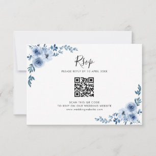 De Agradecimento cartão RSVP do código QR das flores azuis