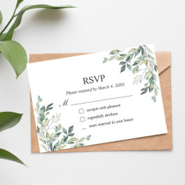 De Agradecimento Cartão RSVP Geométrico Eucalyptus Greenery