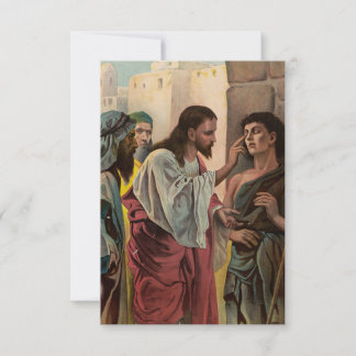 De Agradecimento Cartão Sagrado Bíblico Jesus Curando o Homem Cego