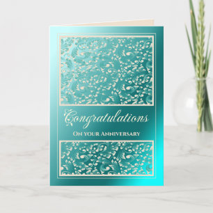 De Agradecimento Cartão Teal Damask para Parabéns do aniversário