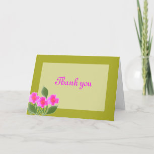 De Agradecimento Cartão verde com flores cor-de-rosa para todas as