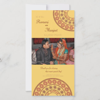 De Agradecimento Casamento Anglo-Indiano Obrigado Cartão com fotos