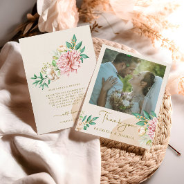De Agradecimento Casamento Blush Hydrangea Obrigado Cartão com foto