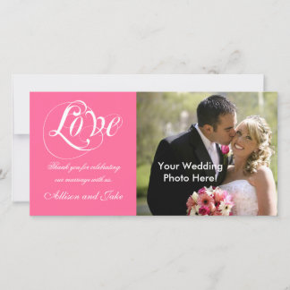 De Agradecimento Casamento Branco Rosa Obrigado Cartão com fotos