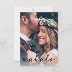 De Agradecimento Casamento Elegante Moderno Mahalo Obrigado Cartão