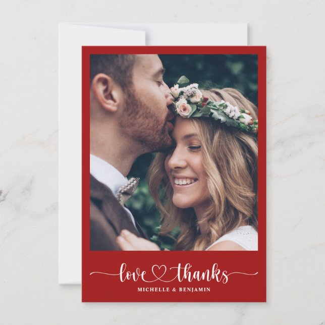 De Agradecimento Casamento Elegante Moderno Obrigado Cartão com fot (Frente)
