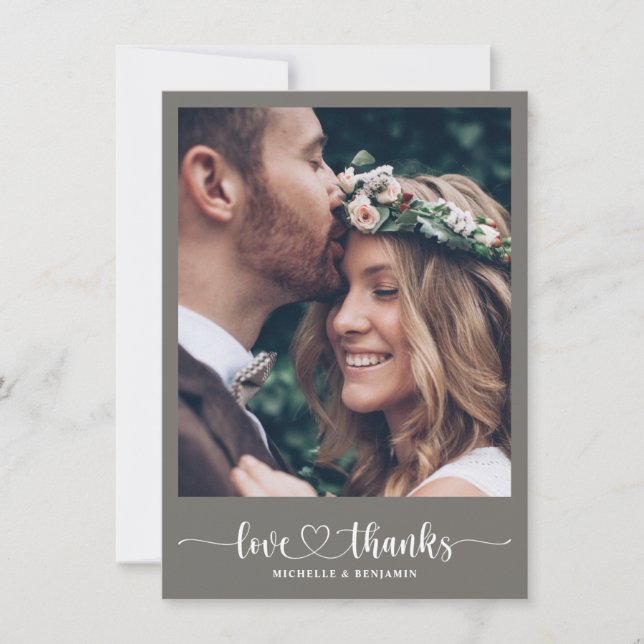 De Agradecimento Casamento Elegante Moderno Obrigado Cartão com fot (Frente)
