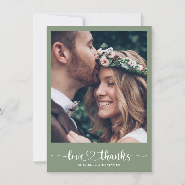 De Agradecimento Casamento Elegante Moderno Obrigado Cartão com fot (Frente)