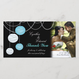 De Agradecimento Casamento Obrigado Cartão com fotos Aqua Blue Lant