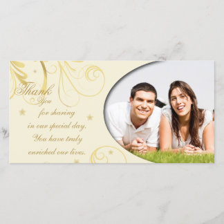 De Agradecimento Casamento Obrigado Cartão com fotos Elegante Flora