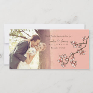 De Agradecimento Casamento Pêssego Rosa, Obrigado Cartão com fotos
