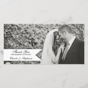 De Agradecimento Casamento Preto e Branco Obrigado Cartão com fotos
