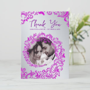 De Agradecimento Casamento tema damasco Rosa Obrigado Cartão com fo