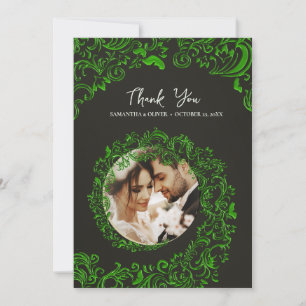 De Agradecimento Casamento tema damasco Verde Obrigado Cartão com f
