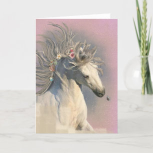 De Agradecimento Cavalo Branco Frísia - Cartão Saudável