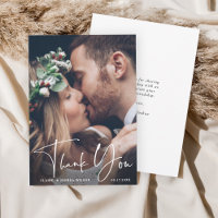 Chic Hand Lettered Weding Obrigado Cartão com foto