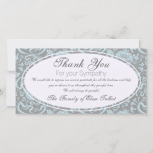 De Agradecimento Cinza Azul Simpatia Floral Obrigado Cartão com fo