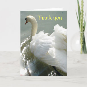 De Agradecimento Cisne branca do cartão com coração claro