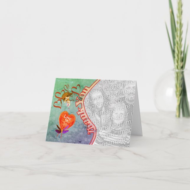 De Agradecimento Corações Vermelhos Felizes Cartão com fotos (Frente)