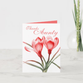 De Agradecimento Crocus "Obrigado Tia" cartão rosa vermelho