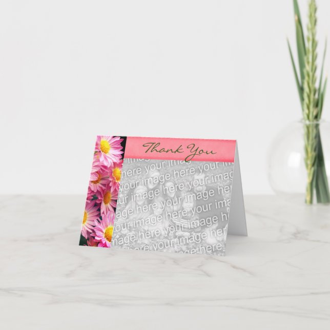 De Agradecimento Daisies Rosa Obrigado Cartão com fotos (Frente)