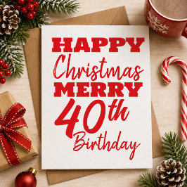 De Agradecimento Feliz Natal Feliz 40º Aniversário Cartão Colorido