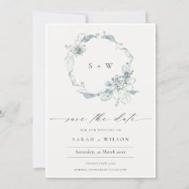 De Agradecimento Fita Floral Azul Suave Salva O Cartão Data