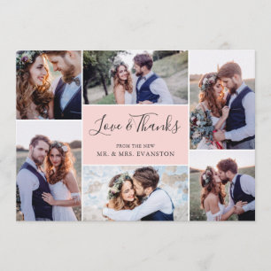 De Agradecimento Foto Collage Weding Obrigado Cartão Plano   Lâmp