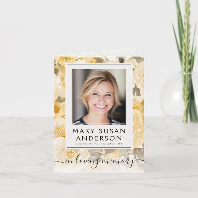 De Agradecimento Foto Floral Funeral Memorial Obrigado Nota Cartão (Frente)