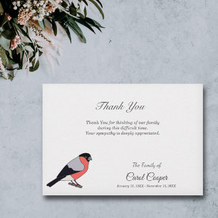 De Agradecimento Funeral Bullfinch Obrigado Cartão Nota