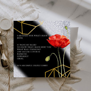 De Agradecimento Glitter Elegant Peço desculpa Cartão
