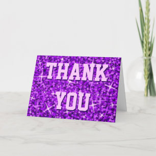 De Agradecimento Glitz Roxo 'Obrigado' 'Seu Texto' Cartão
